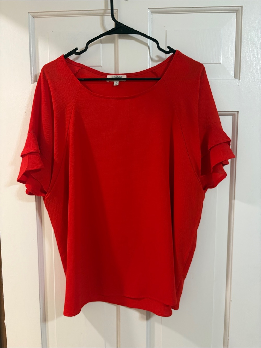 Red Ruffle Sleeve Top